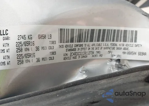 2012 Dodge Grand Caravan Sxt из США, поврежденный, VIN 2C4RDGCG1CR112734